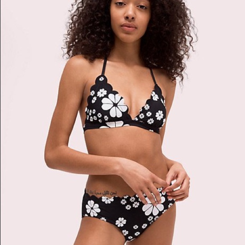 KATE SPADE NY Spade Flower Bikini NWT Large Blk